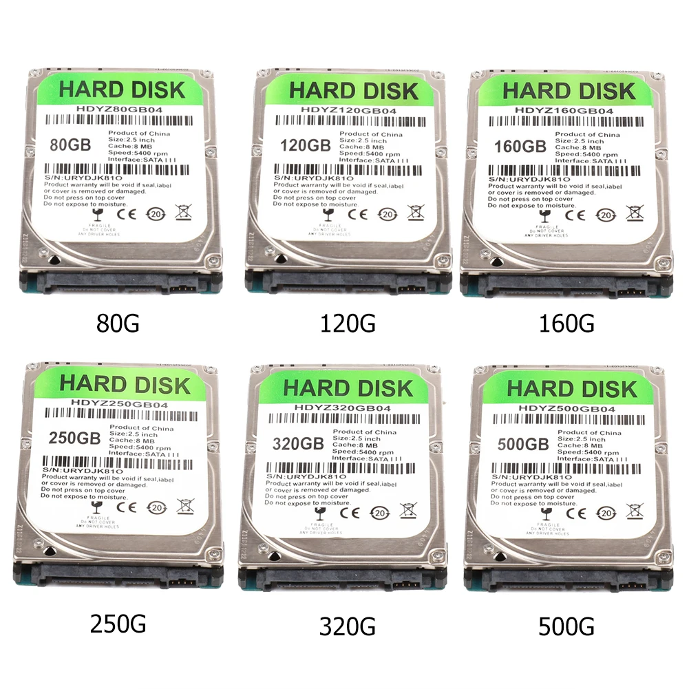 Жесткий диск 2,5 дюйма SATA III 5400 RPM с внутренним HDD 80 ГБ 120 ГБ 160 Гб 250 ГБ 320 ГБ 500 ГБ для ноутбуков и ПК