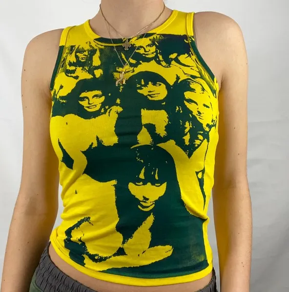 

Gothic Tank Y2K Harajuku Camisole Women Top E-girl Aesthetic Sleeveless Cropped Tee Punk Style Vintage Printed Mini Vest