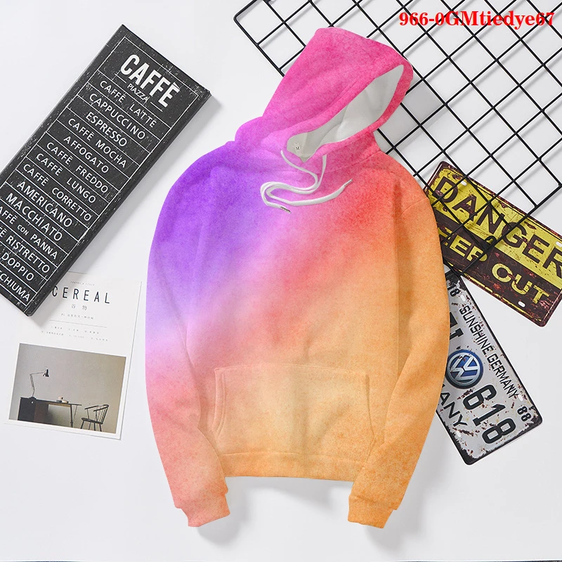 

Women Tie Dye Hoodie Sweatshirts Autumn Long Sleeve Oversized Ladies Pullovers Casual Loose Pocket Hooded Men Tie Dye Streetwear
