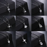 korean version of zircon necklace for women geometric heart shaped zircon necklace creative retro sweater chain party jewelry