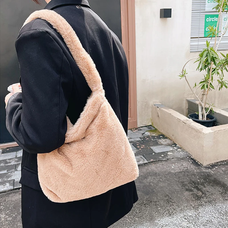 

Love Plush Women Plush Bag Soft Girl Korean Style Shoulder Bag Handbags Single