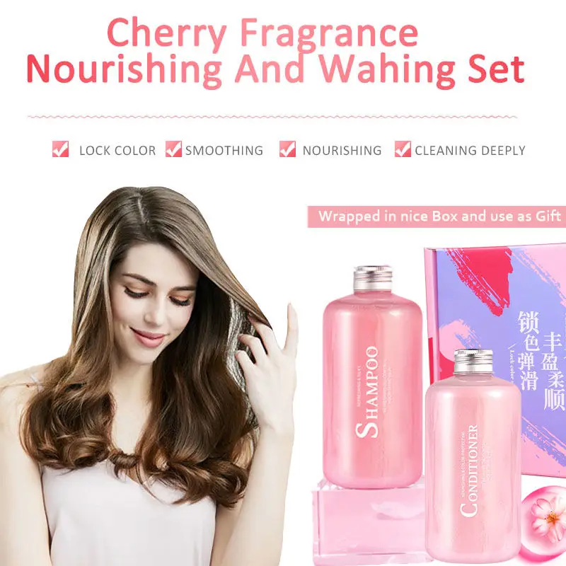 

Cherry Fragrance Shampoo and Conditioner Set Hair Care Cleaning Moisturizing Nourishing Anti Dandruff Oil Control Lock Color