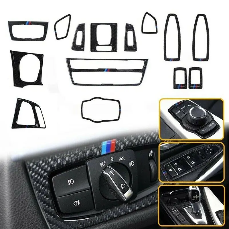 

Full Kit Carbon Fiber Gear Shift Panel Interior Trim Sticker Fit For BMW 3 4 Series