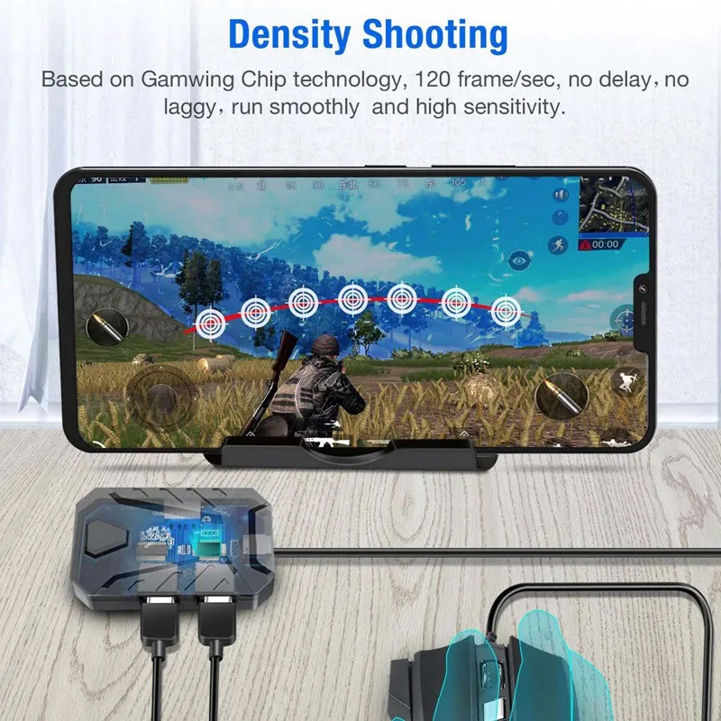 

Plug and Paly Gamepad PUBG Mobile Bluetooth 5.0 Controller Gaming Keyboard Mouse Converter For Android Phone Adapter for IOS