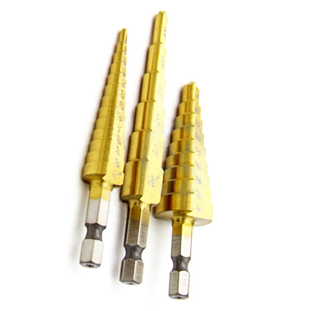 3 шт HSS метрические ступенчатые сверла Набор отверстий резак инструмент 3/16-1/2 1/4-3/4