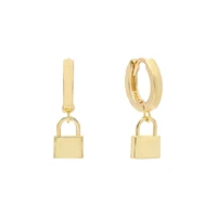 original brand unique fashion plain lock minimalist hoop padlock hoop earring 925 sterling silver