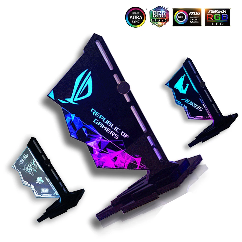 vga holder video card support 12v 4pin 5v 3pin aura chassis a rgb water cooler custom mod part rgb gpu bracket vertical acrylic free global shipping