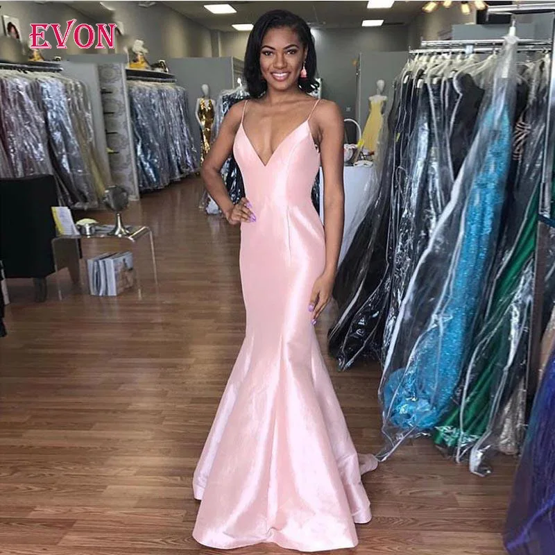 Недорогие розовые вечерние платья Русалочки Vestidos De Fiesta Noche 2020 Сексуальные с v