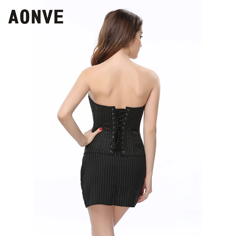 Женский корсет в готическом стиле с юбкой|zipper corset|striped corsetcorsets and bustiers |