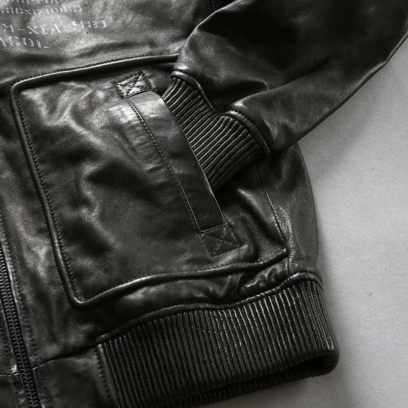 Мужская бейсбольная куртка AVIREX повседневная из натуральной овечьей кожи осенняя