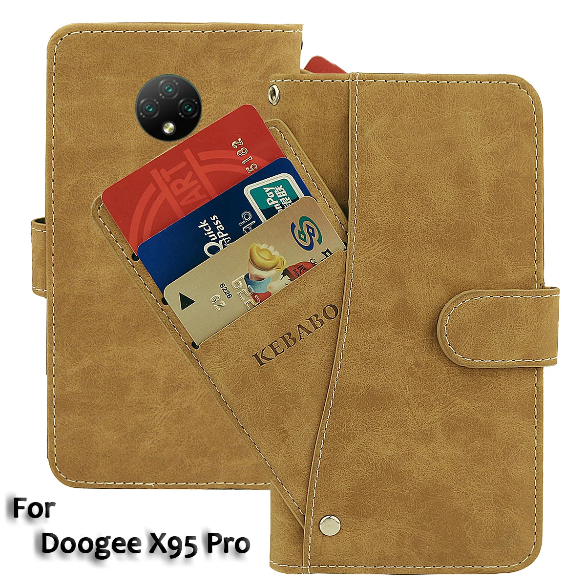 

Vintage Leather Wallet Doogee X95 Pro Case 6.52" Flip Luxury Card Slots Cover Magnet Phone Protective Cases Bags