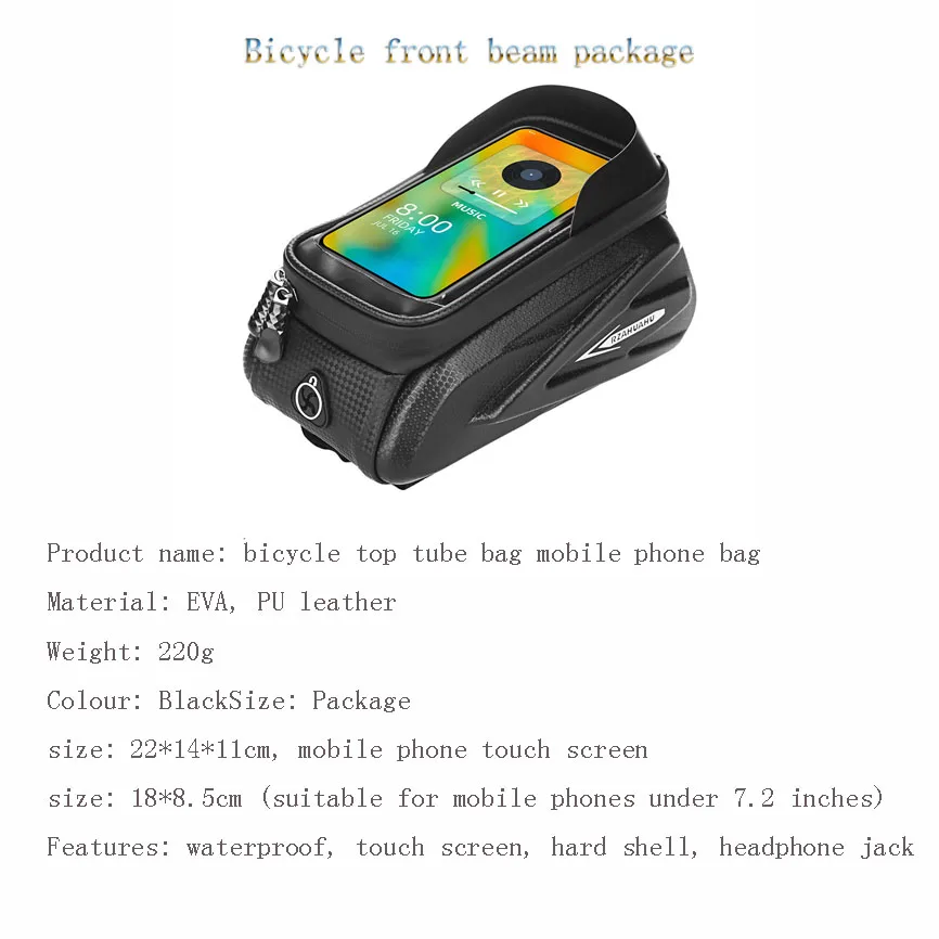 bicycle bag front frame mtb bike bag waterproof touch screen top tube 5 7 2 inch phone bag case cycling accessories free global shipping