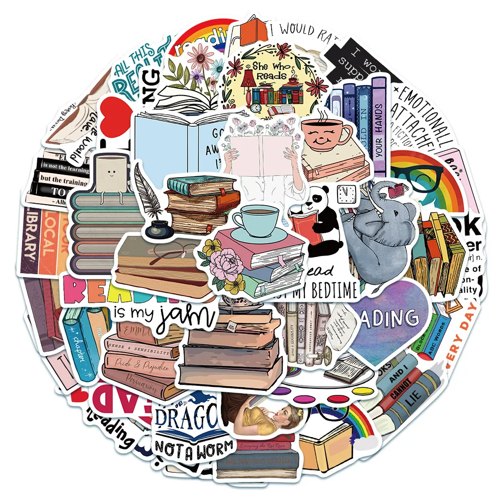 

Reading Life Small Fresh PVC Graffiti Sticker Notebooks Aesthetic Scrapbooking Accessories Phone Child Sticker Flakes 50PCS