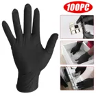100 шт. удобные резиновые перчатки, одноразовые нитриловые перчатки, черные пищевые водонепроницаемые гипоаллергенные безопасные рабочие перчатки
