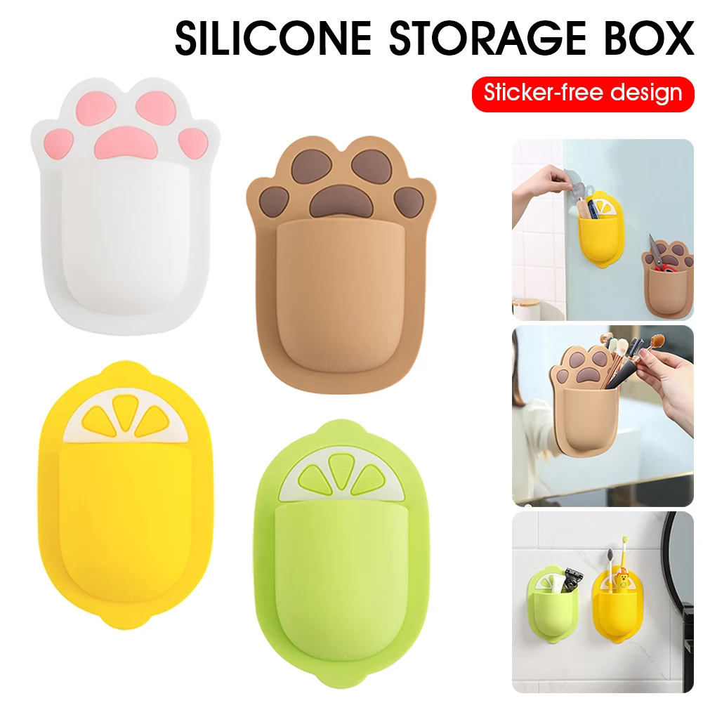 

1PCS Cute Cartoon Cat claw Toothbrush Wall Mount Holder for family Decoration Bathroom Organizer Tools Accessories Punch Free
