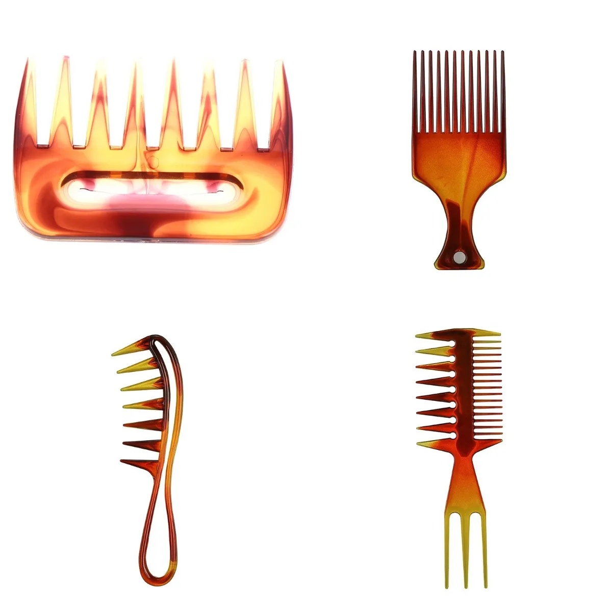 

Amber Men's Retro Oil Hair Comb Wide Teeth Hairbrush Fork Comb Men Beard Hairdressing Brush Styling Tool Trim Care Beard Comb