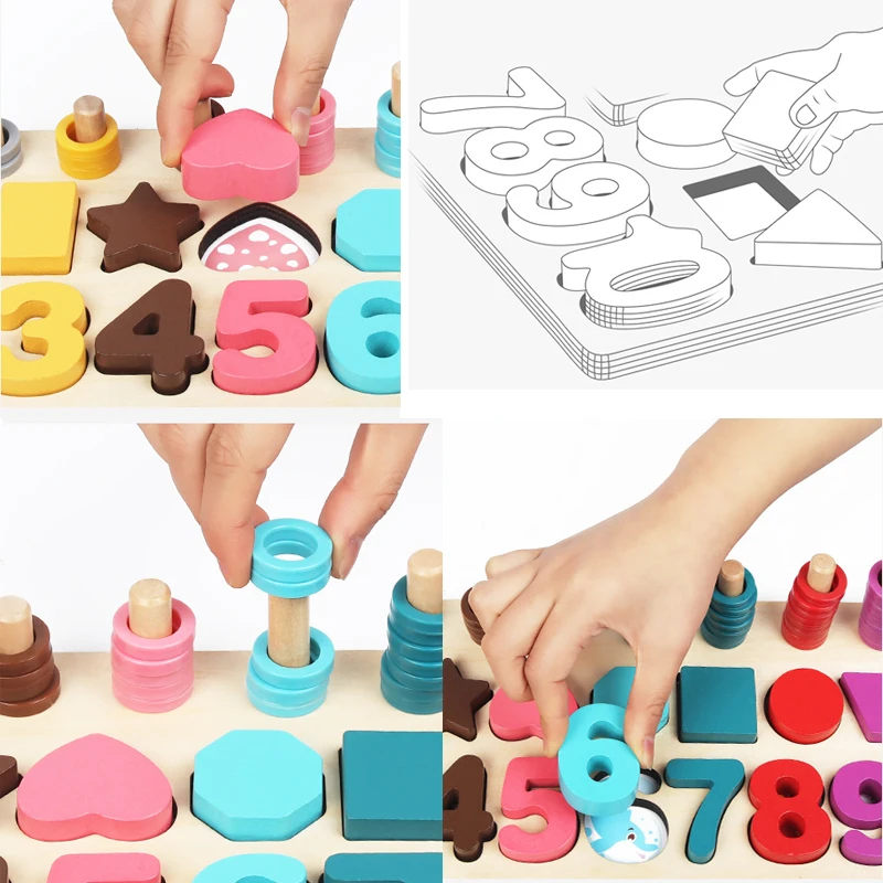 Montessori Educational Toys For Children Kindergarten Mouse Thread Cheese Plaything Teaching Aids Math Montessori Wooden Toys