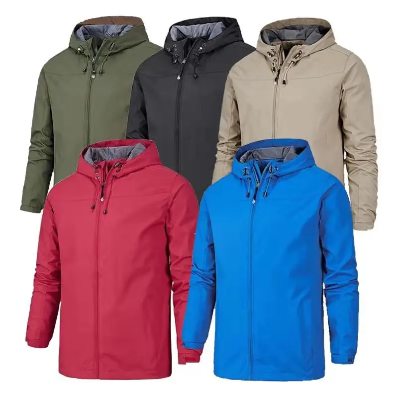 

Men Jackets Men Spring and Autumn Casual Solid Color Jackets Windproof Four Seasons Mountaineering Clothes Single Layer Jackets