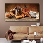 Еда Холст плакат Украшения для кухни картина Гостиная декор стен для дома в скандинавском стиле Плакаты и принты хлеб картинка с изображением кофе