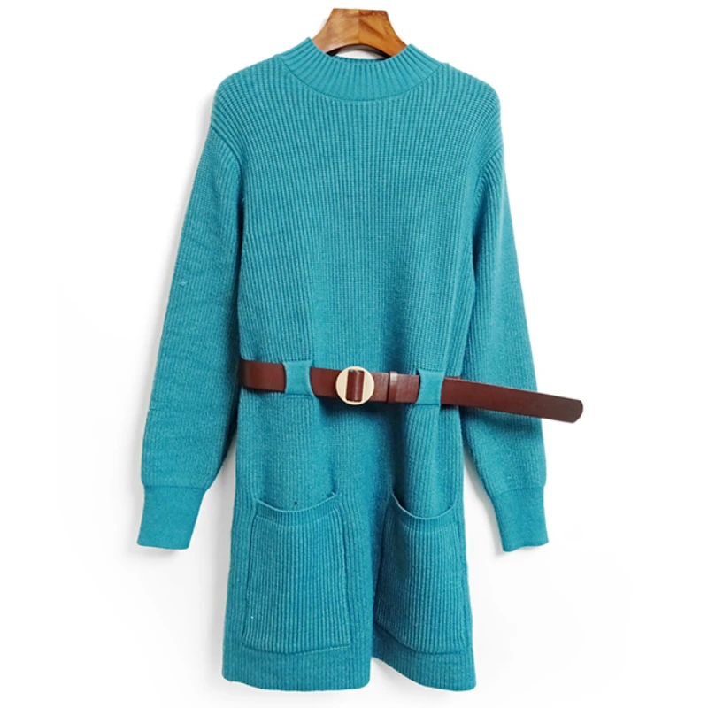 Женское платье-свитер трикотажное платье в рубчик с расклешенными рукавами