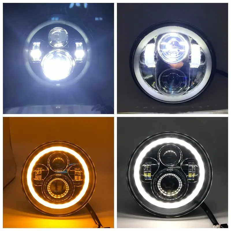 For Lada Niva Urban 7inch Led Headlight Light Halo Angle Eyes DRL Headlamp with fog lamp Jeep Wrangler Off Road 4x4 suzuki s | Автомобили