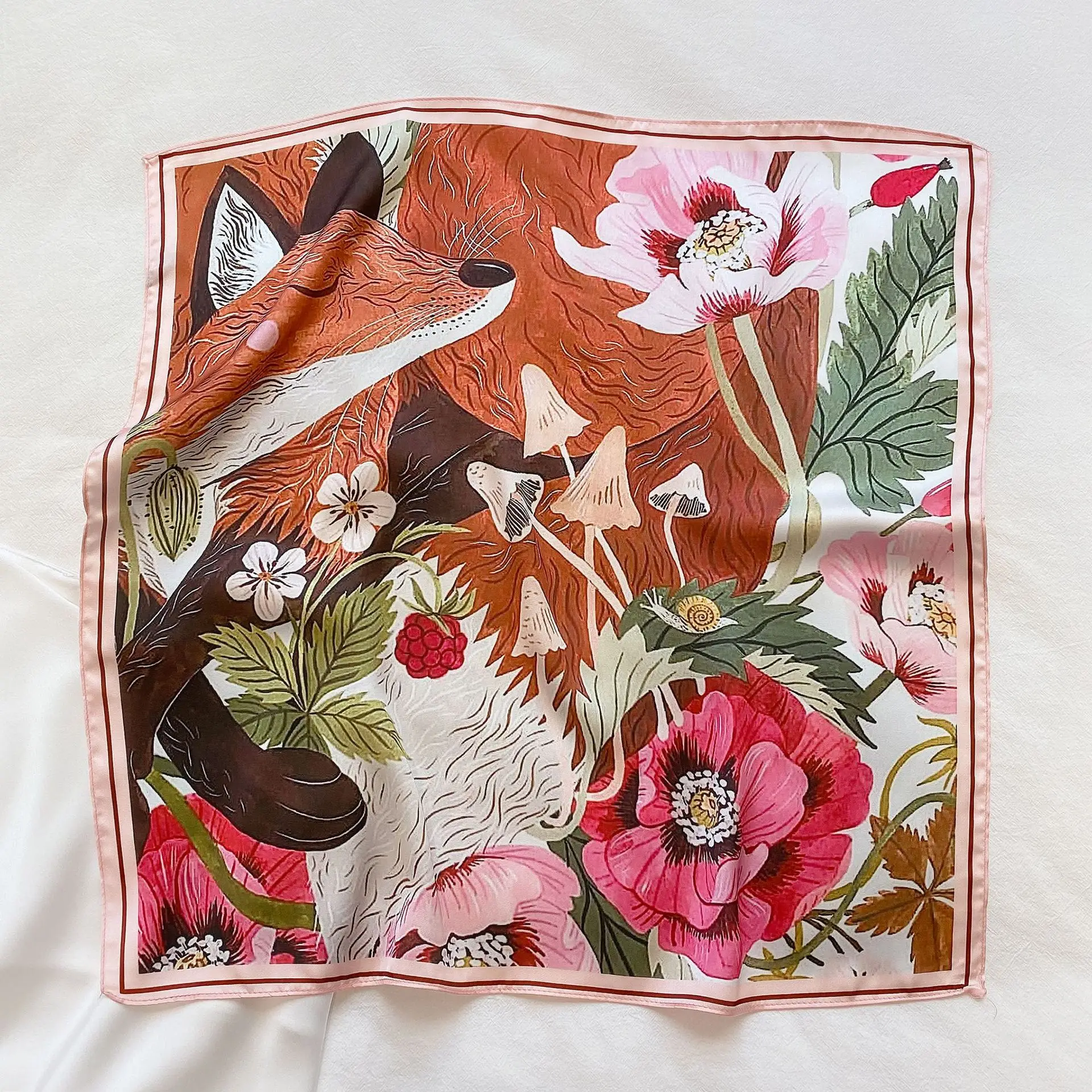 

2021 Luxury Silk Head Scarf For Women Fashion Kerchief Print Hair Scarfs Hijabs Square Headband Neck Scarves For Ladies Dropship