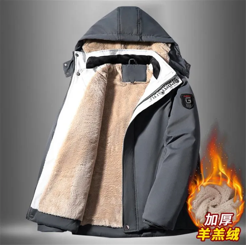 Men Winter New Snow Warm Parkas Jacket Coat Men Outwear Casual Hooded Thick Fleece Parka Men 6XL 7XL