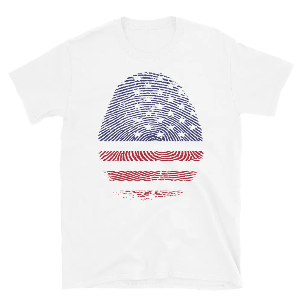 

America USA Flag Fingerprint Men T-Shirt SHORT Casual O-Neck 100% COTTON men clothing