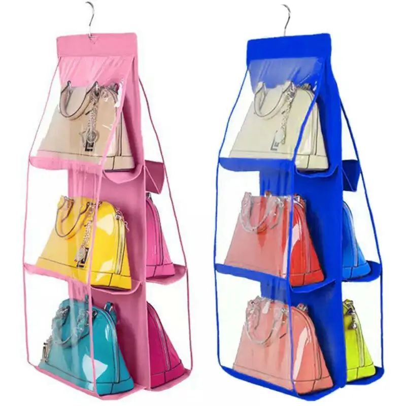 

6 Pocket Hanging Bag Rack Hanger Storage Storage Holder Organizer Closet 90*35CM