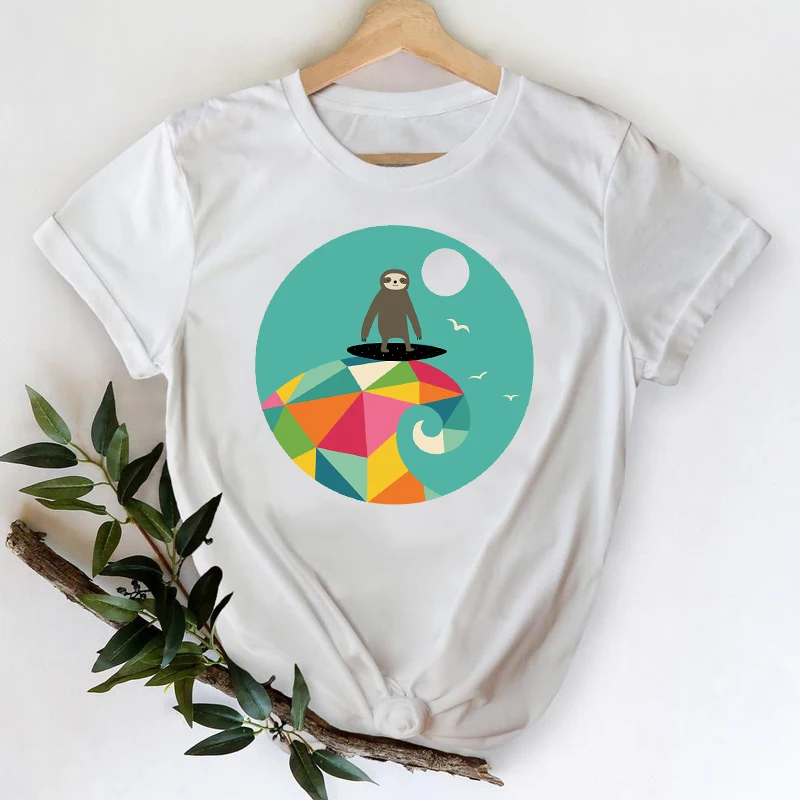 

T-shirts Women 2021 Cat Face Funny Short Sleeve 90s Cartoon Clothes Printing Stylish Tshirt Top Lady Print Ladies Tee T-Shirt