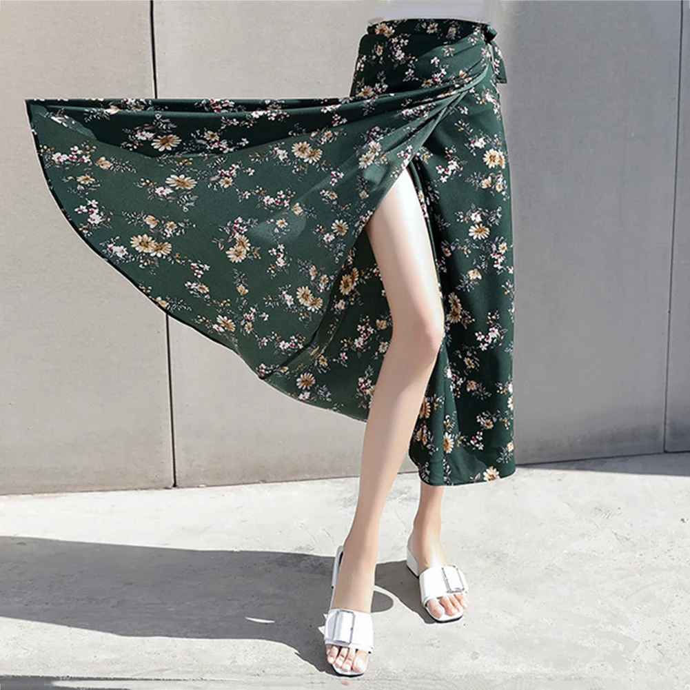 Модная женская дышащая Юбка-миди с цветочным принтом и высокой талией | Женская