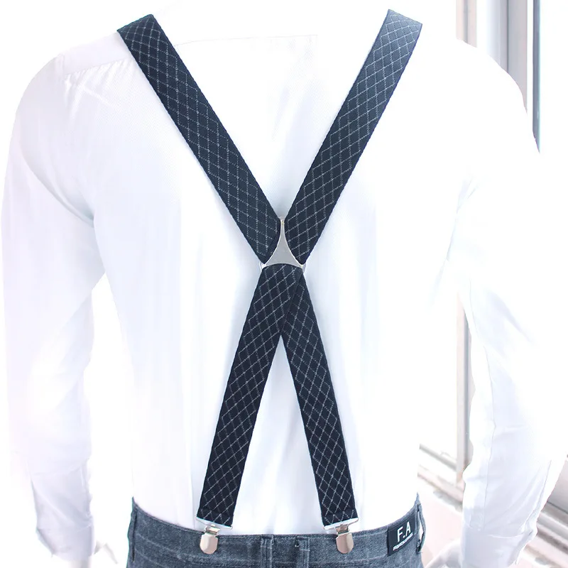 

Deepeel 1pc 3.5*120cm Men Work Suspenders 4 Clips X-shaped Adjustable Elastic Adult Suit Strap Braces Pants Decoration Accessory