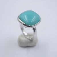 pure 925 sterling silver with natural cushion turquoise ring for woman size from 5 to 12