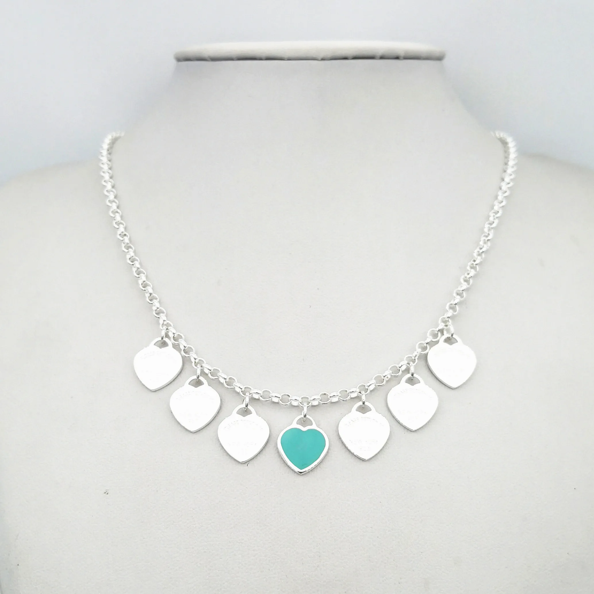 Женское Ожерелье в форме сердца из серебра 925 пробы с классической синей эмалью от AliExpress WW