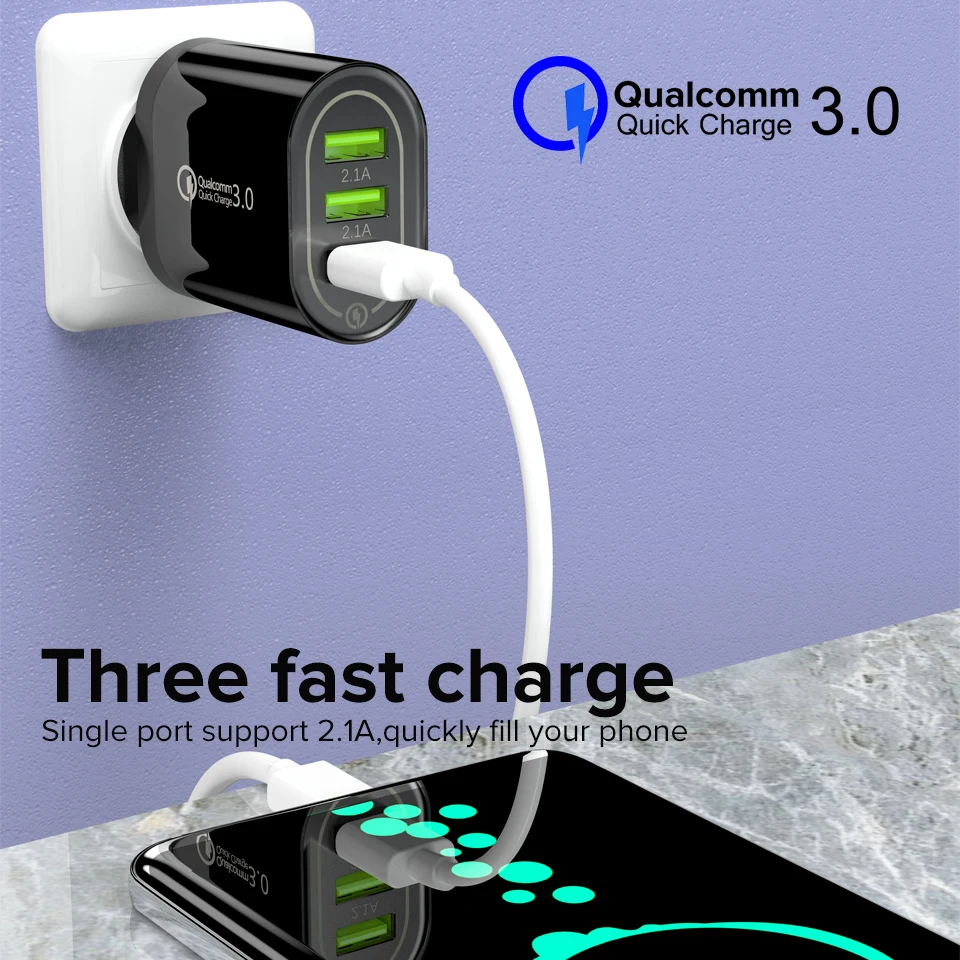 Venroii Быстрая зарядка 3 0 USB зарядное устройство для телефона samsung S8 S9 Xiaomi Mi 8 huawei