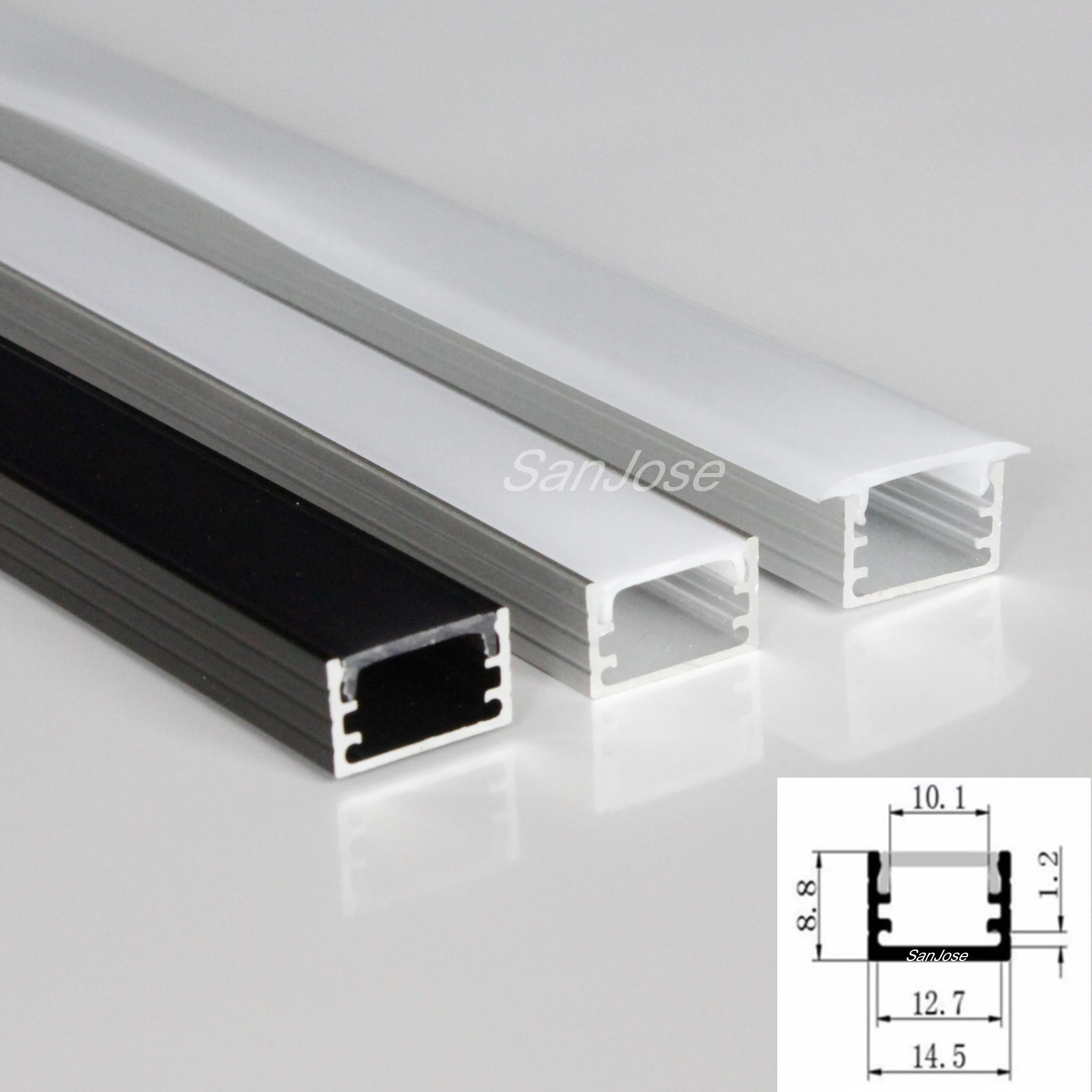 20m (20pcs) a lot, 1m per piece, black aluminum profile for led strip light with black/milky/clear cover