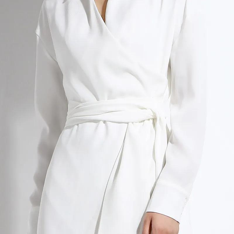 Женское платье с запахом Max Spri Белое Облегающее офисное платье-рубашка отложным