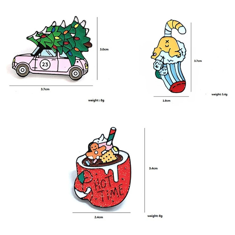 Рождественская металлическая брошь с эмалью горячая Распродажа розовая чашка