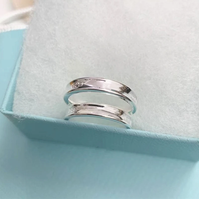

TIFFON High-End Version 1: 1 925 Sterling Silver Classic Zircon Rings Women Logo Original Jewelry Valentines Holiday Gift