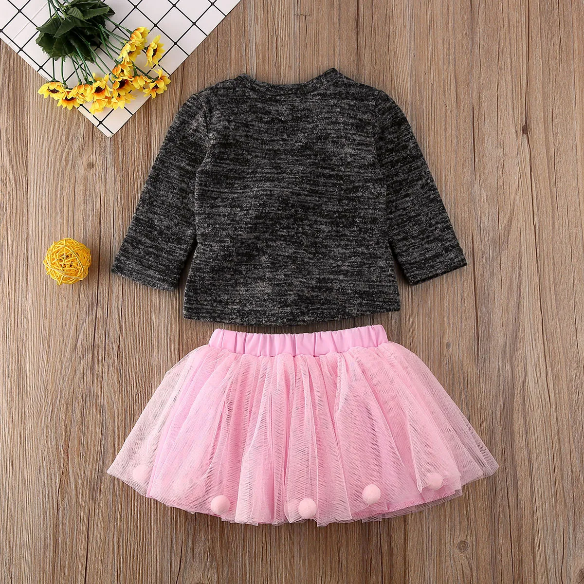 2020 Spring Autumn Toddler Baby Girls Clothes Sets 6M-4Y Infant Girl Knitted Balls Tops Sweaters +Tulle Skirt Outfits 2PCS | Мать и