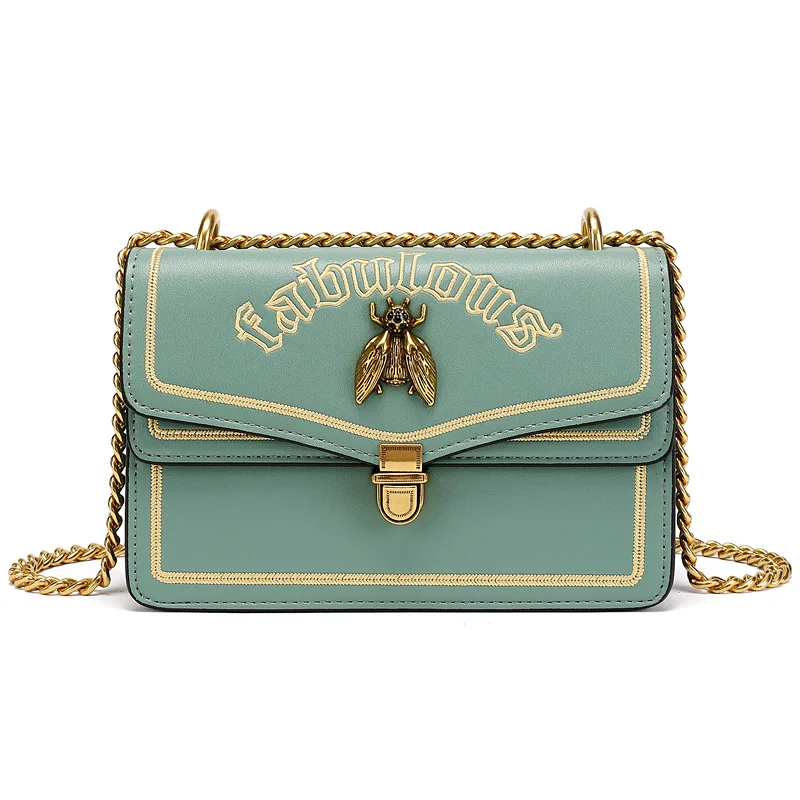 

Fashionable Bag lady 2021 new Retro Chic embroidered bee single shoulder chain small square bag