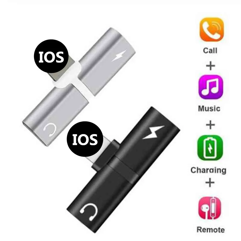 Аудио зарядка двойной адаптер для iPhone X 10 7 8 Plus разветвитель Кабель для Lightning чехол для наушников AUX преобразователь кабельного разъема