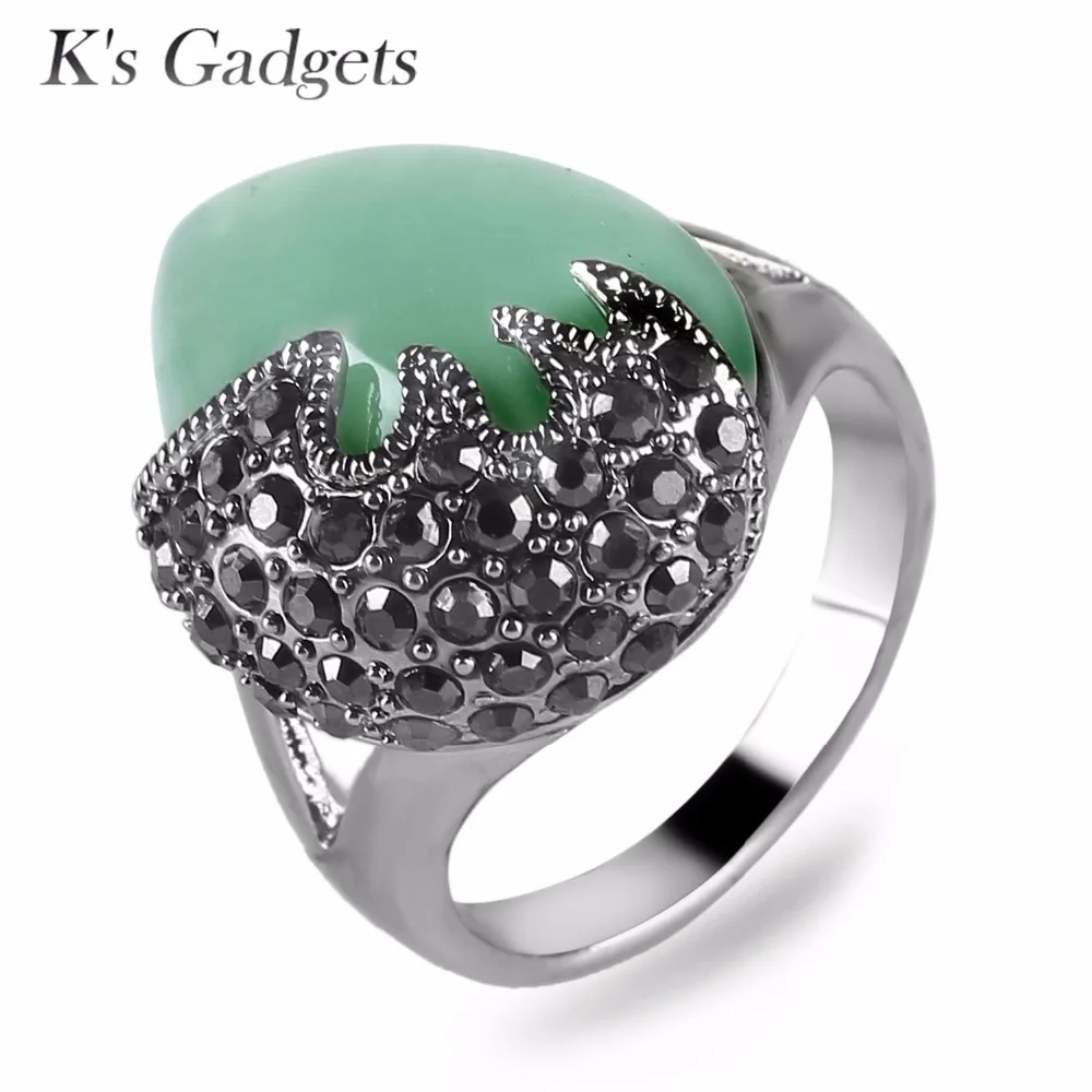 K's Gadgets большое Стоковое Винтажное кольцо Anillos Con Piedras Naturales античное серебряное