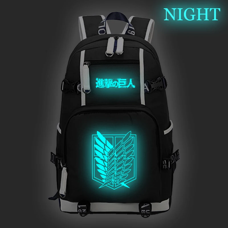 Attack on Titan Luminous School Bag Teens Boys Girl Students Back to Book Large Capacity Rucksack Casual Knapsack | Багаж и сумки