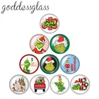 Новый рождественский Гринч рисунки 10 шт. 12 мм18 мм20 мм25 мм круглый фото стекло кабошон плоская задняя часть ожерелья