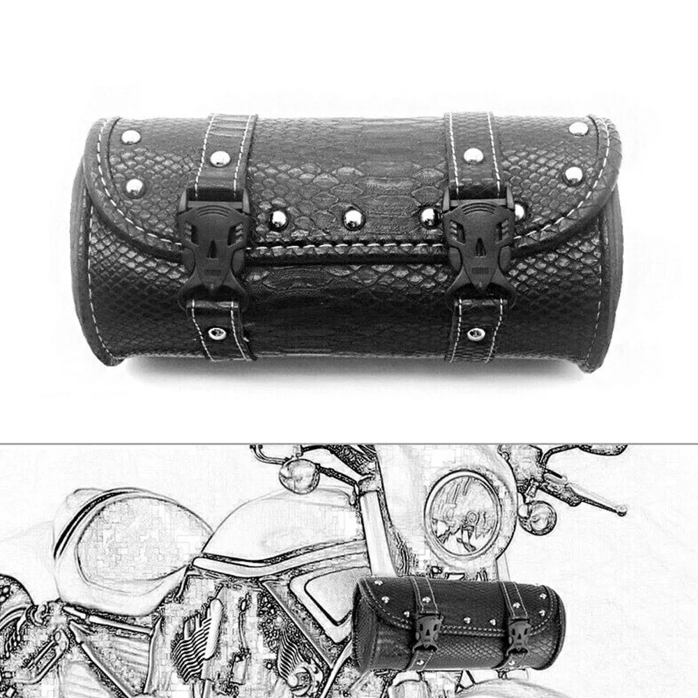 

Motorcycle Fork Bag Motorcycle head storage bag Luggage Pack Handlebar Tool Pouch Universal Motocross PU Leather bag