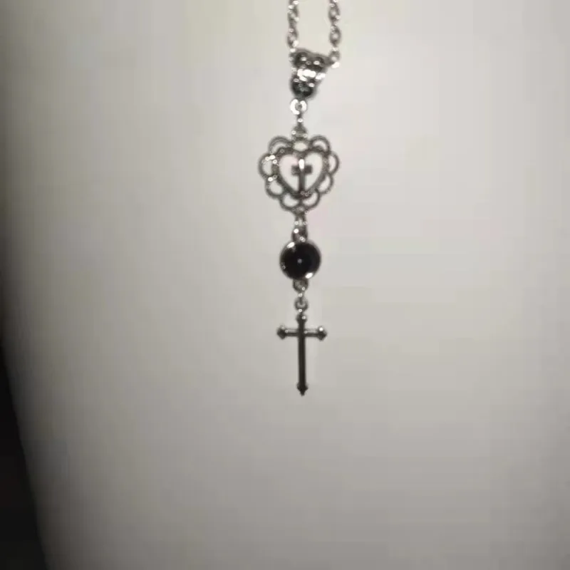 Женское Ожерелье с кулоном в виде сердца черный оникс