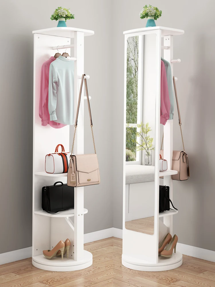 

Зеркало TT, вращающееся Полноразмерное туалетное зеркало, простое Напольное Зеркало для спальни, для хранения пальто и крышек, многофункцио...