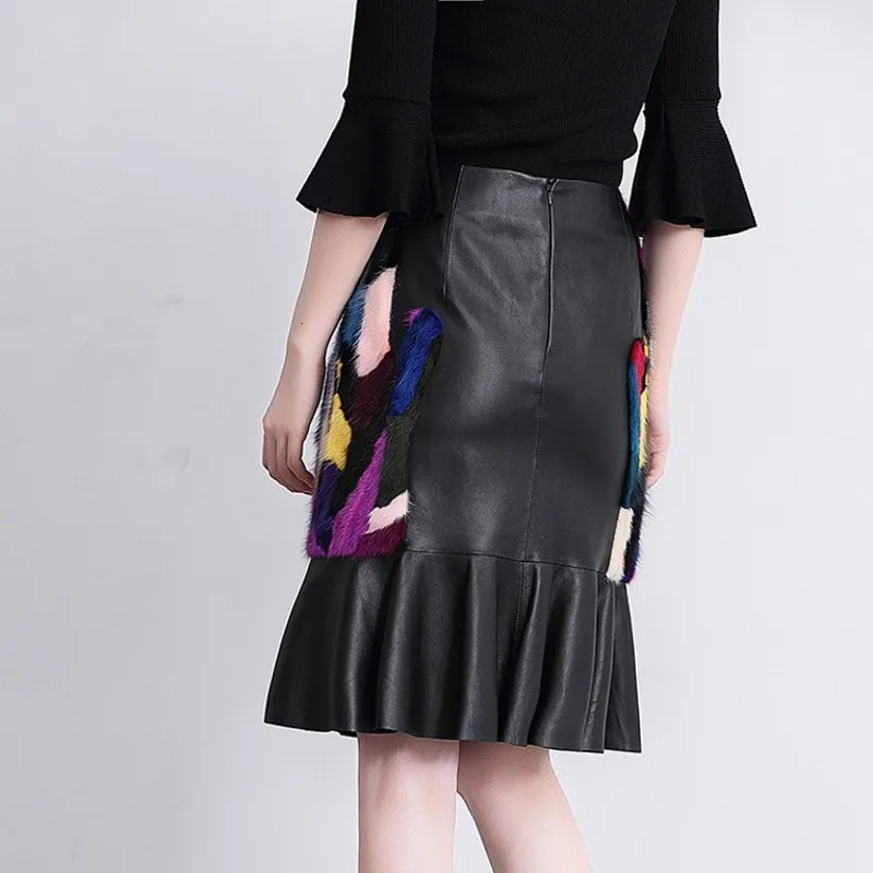 Женские юбки из овчины натуральная кожа хит продаж модные элегантные с запахом