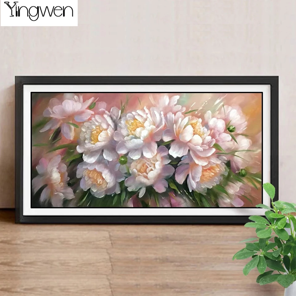 

DIY Full Diamond Embroidery Peony Flowers In Full Bloom Diamond Painting Mosaic 5D Cross Stitch Kits Art Home Decoration Gift
